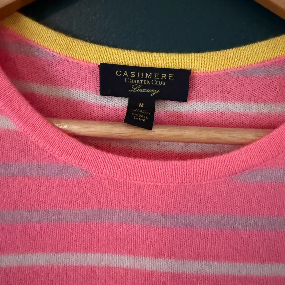 Cashmere, Charter Club Pink Striped Women's sweater - Picture 5 of 7